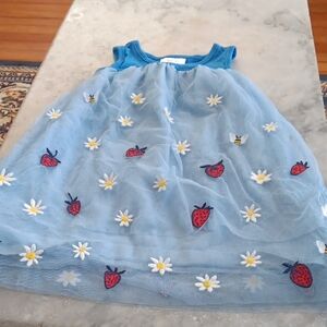 Hanna Andersson Light Blue Strawberry & Daisy Mesh Sundress